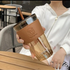 Gucgre Premium Glass Tumbler with Leather Sleeve & Straw - Arteanu By Anushka
