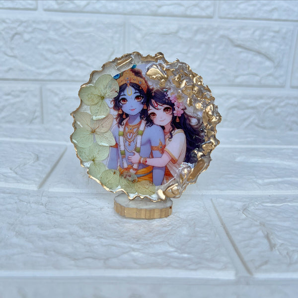 Resin Radha Krishna Dashboard Stand - Arteanu By Anushka