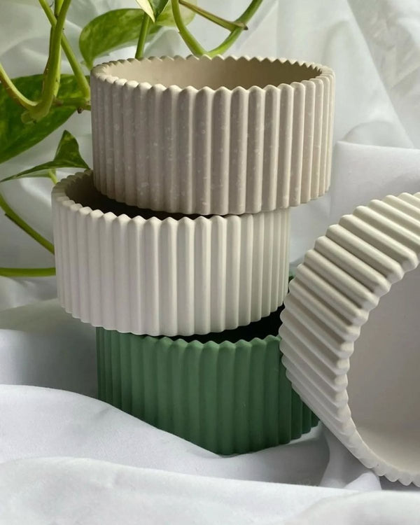 Ribbed Pastel Concrete Jar Candle