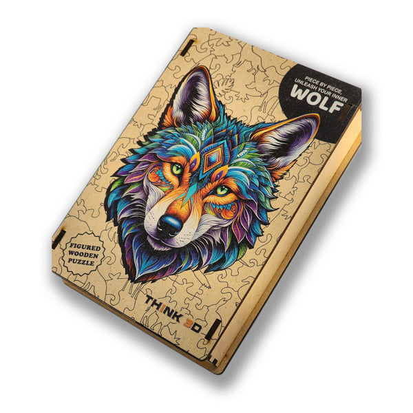Wolf Jigsaw Puzzle for Adults and Kids | Laser Cut Premium Wood | Animal Shaped 3D Puzzle Pieces | Unique Gift By Think3D - Arteanu By Anushka