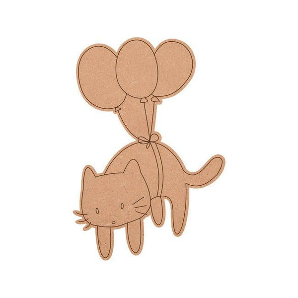 Cat with Balloon Shape MDF Fridge Magnets Base - Arteanu By Anushka