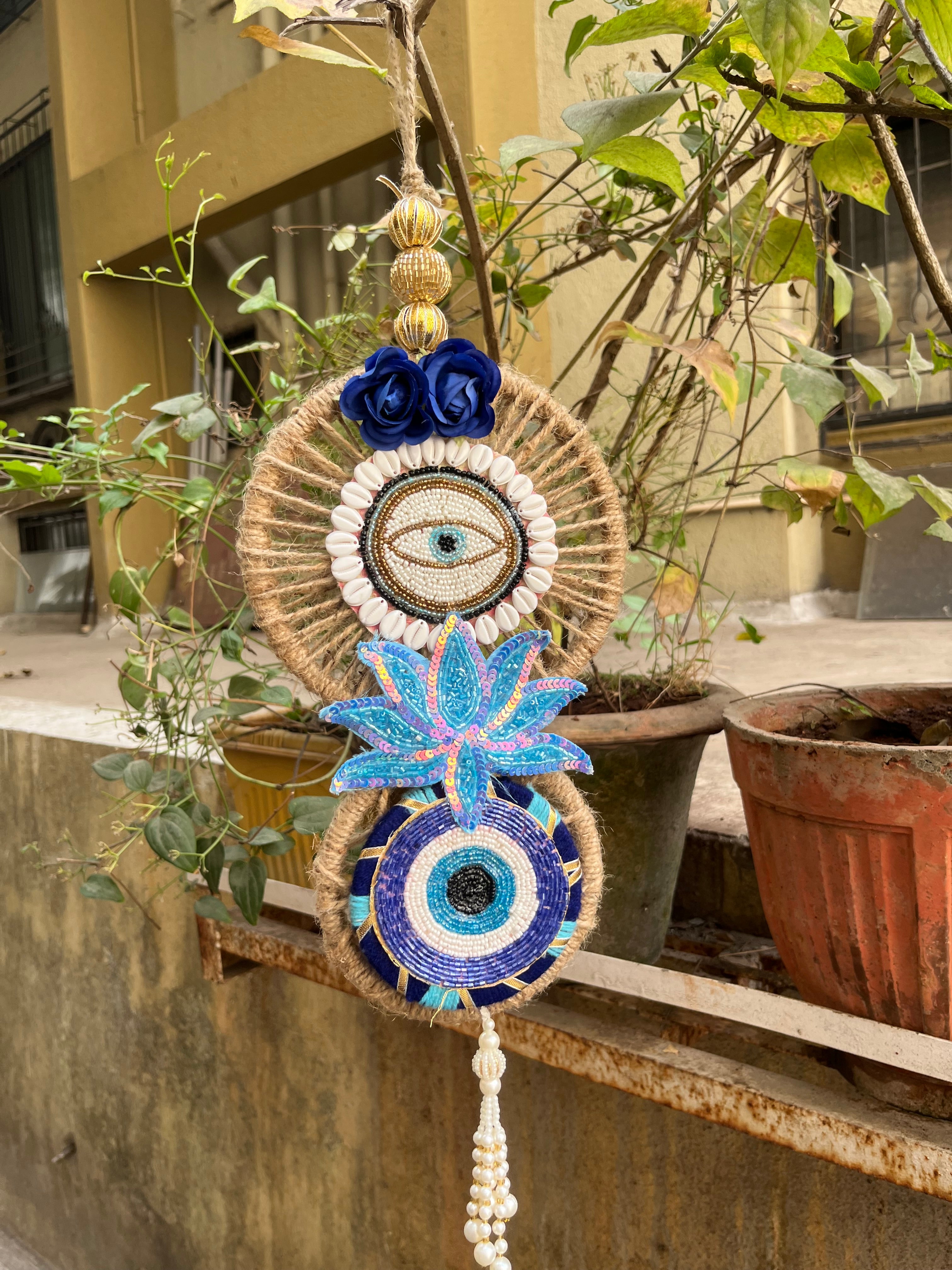 Evil Eye Hanging for Home Entrance | Handmade Nazar Protection Décor