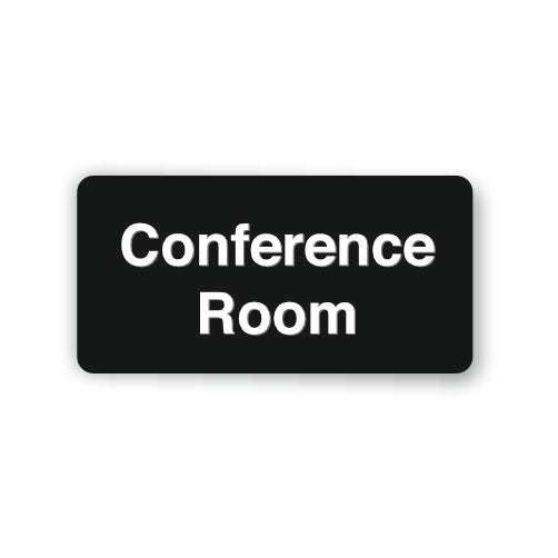 Black sign with 'Conference Room' text on a white background