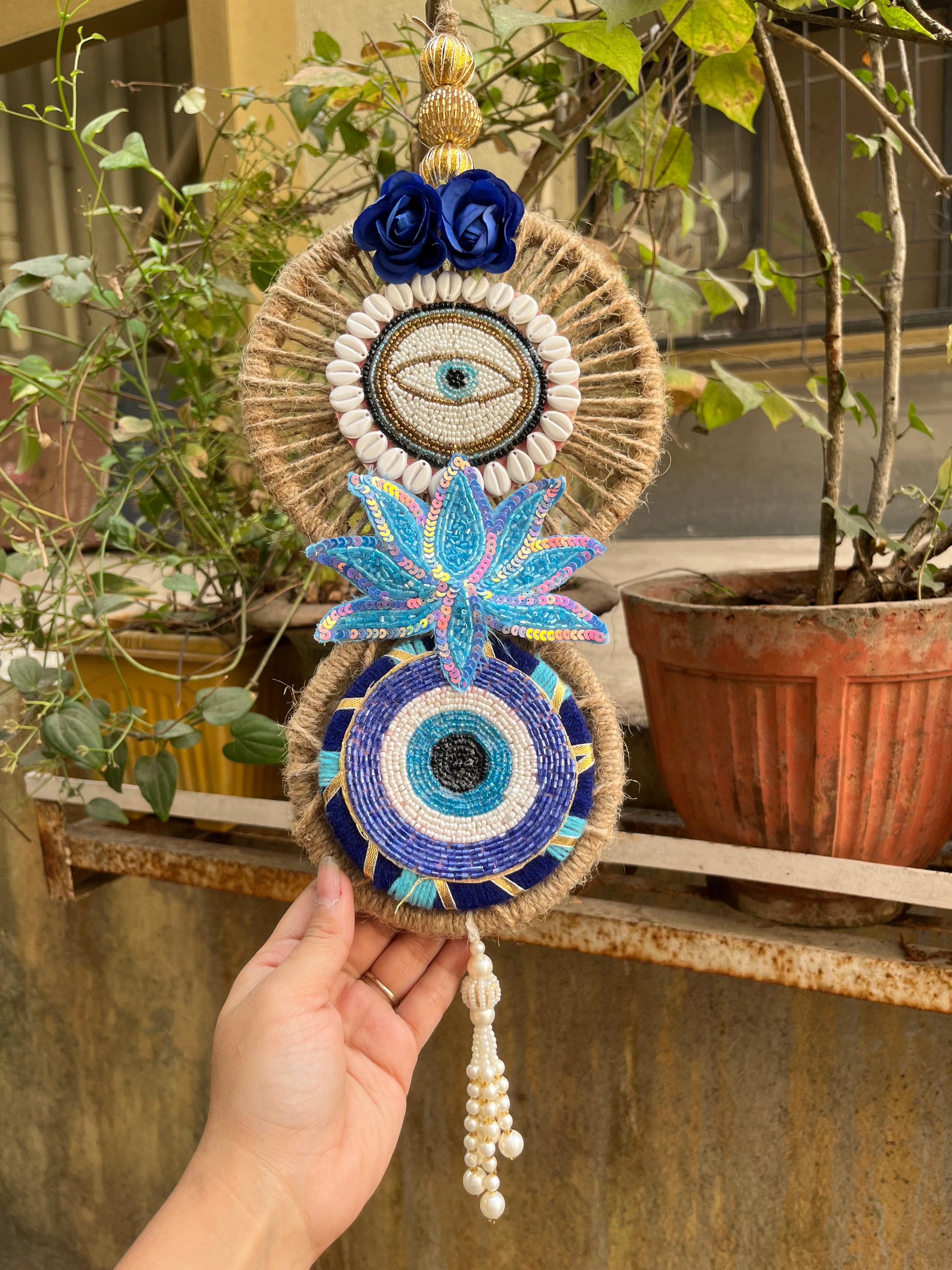 Evil Eye Hanging for Home Entrance | Handmade Nazar Protection Décor