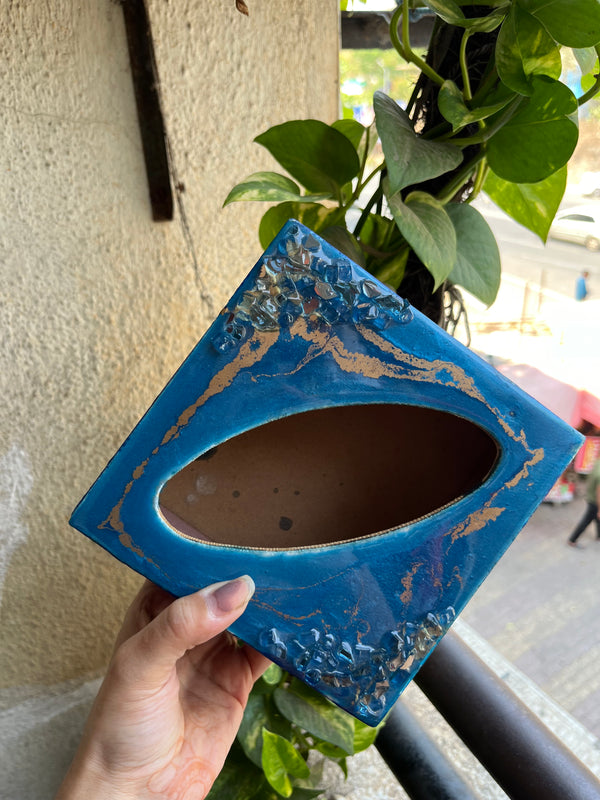 Resin Printed Wooden Tissue Paper Holder Box for Dining Room - Arteanu By Anushka