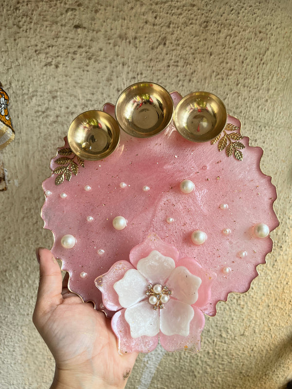 Resin pooja thali with pearls - Arteanu By Anushka