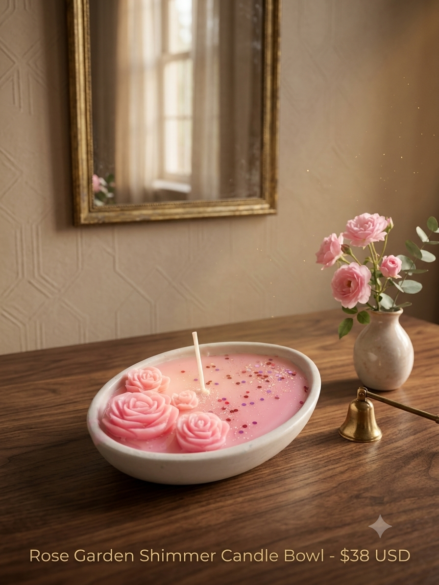 Sparkling Pink Rose Bouquet Soy Candle