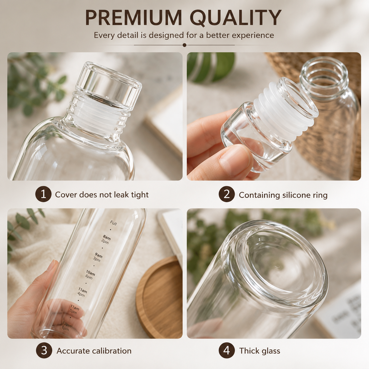 BOROSILICATE GLASS WATER BOTTLE – 500ML