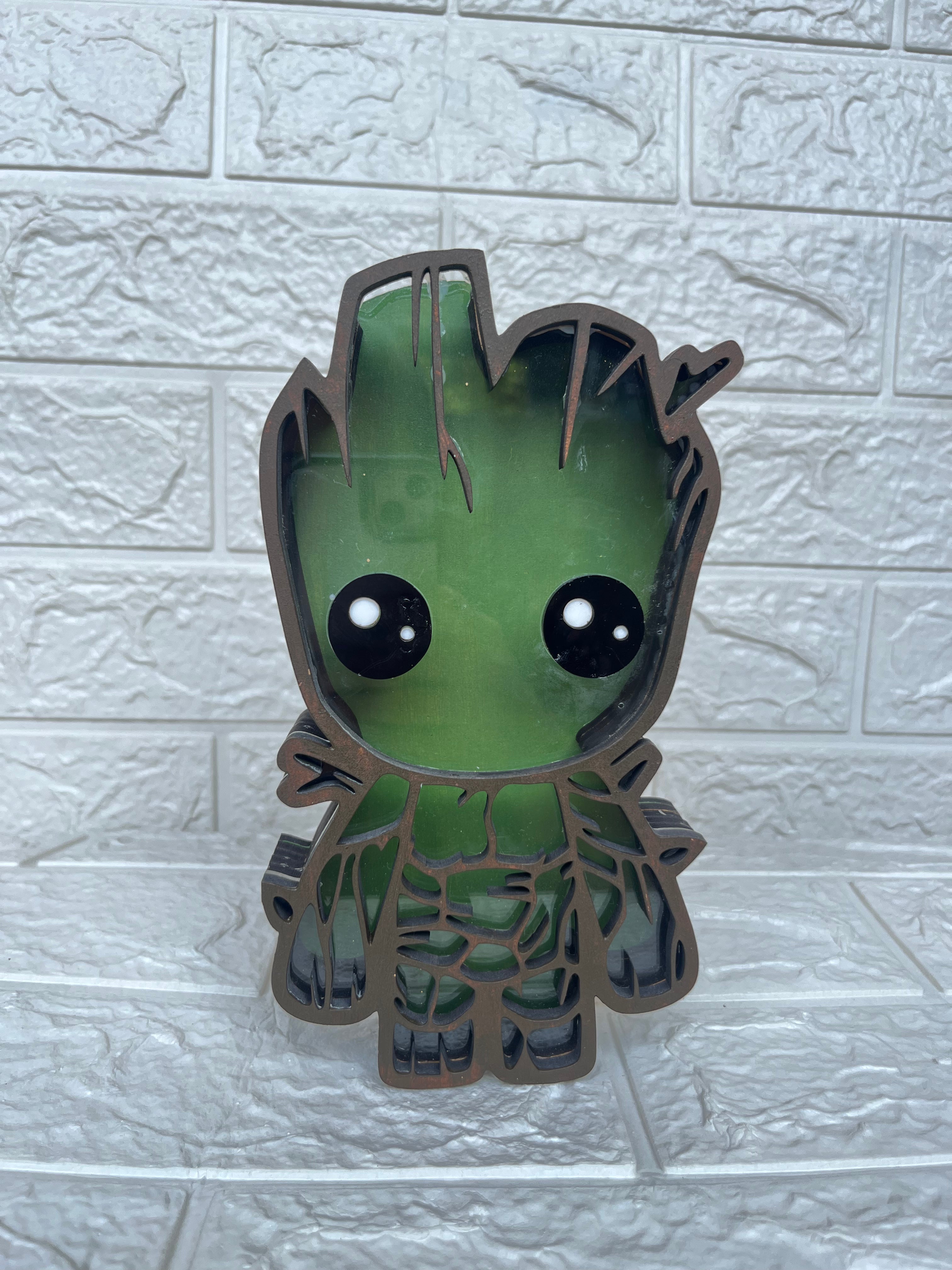 Groot-Themed Wooden Piggy Bank - Arteanu By Anushka