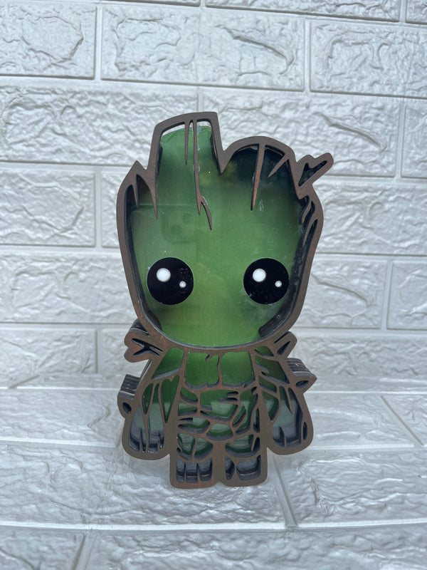 Groot-Themed Wooden Piggy Bank - Arteanu By Anushka