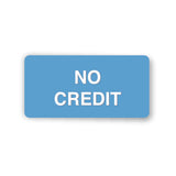 Blue rectangle with 'NO CREDIT' text on a white background