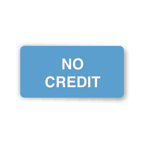 Blue rectangle with 'NO CREDIT' text on a white background