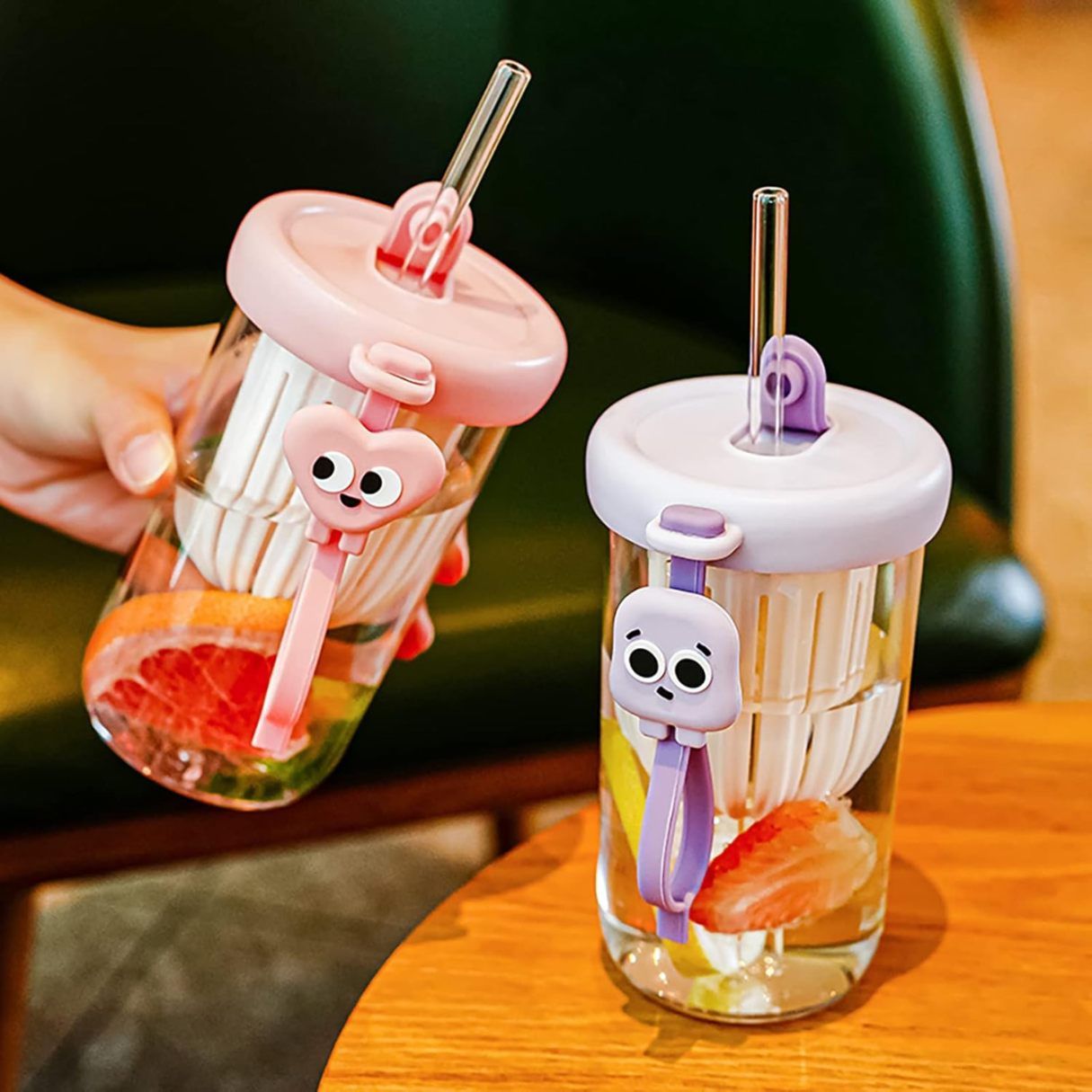 Kawaii Infusion Tumbler – Aesthetic pastel Glass Bottle