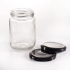 Clear Round Glass Jar with Airtight Black Twist-Off Lid