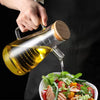Premium Glass Oil & Vinegar Dispenser Bottle with Wooden Lid – 900 ml
