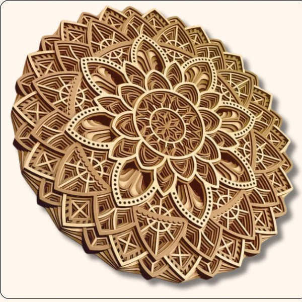 Laser Cut Wooden 3D Multilayer Mandala Art Decor SVG Files - Set of 32 Pieces, Glowforge svg wall art vector Cricut file cnc vector template - Arteanu By Anushka