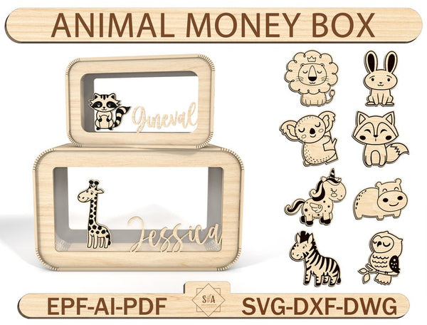 Personalised Animal Kids Piggy Bank Svg, Wooden Kids Money Box With Name, Baby Money Box Piggy Bank ,Unique Birthday Gift, Gifts For Kids - Arteanu By Anushka
