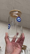 Evil Eye Glass Sipper Jar