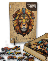Mighty Lion Wooden Jigsaw Puzzle for Adults and Kids | Laser Cut Premium Wood | Animal Shaped 3D Puzzle Pieces | Unique Gift By Think3D - Arteanu By Anushka