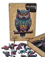Owl Jigsaw Puzzle for Adults and Kids | Laser Cut Premium Wood | Animal Shaped 3D Puzzle Pieces | Unique Gift By Think3D - Arteanu By Anushka