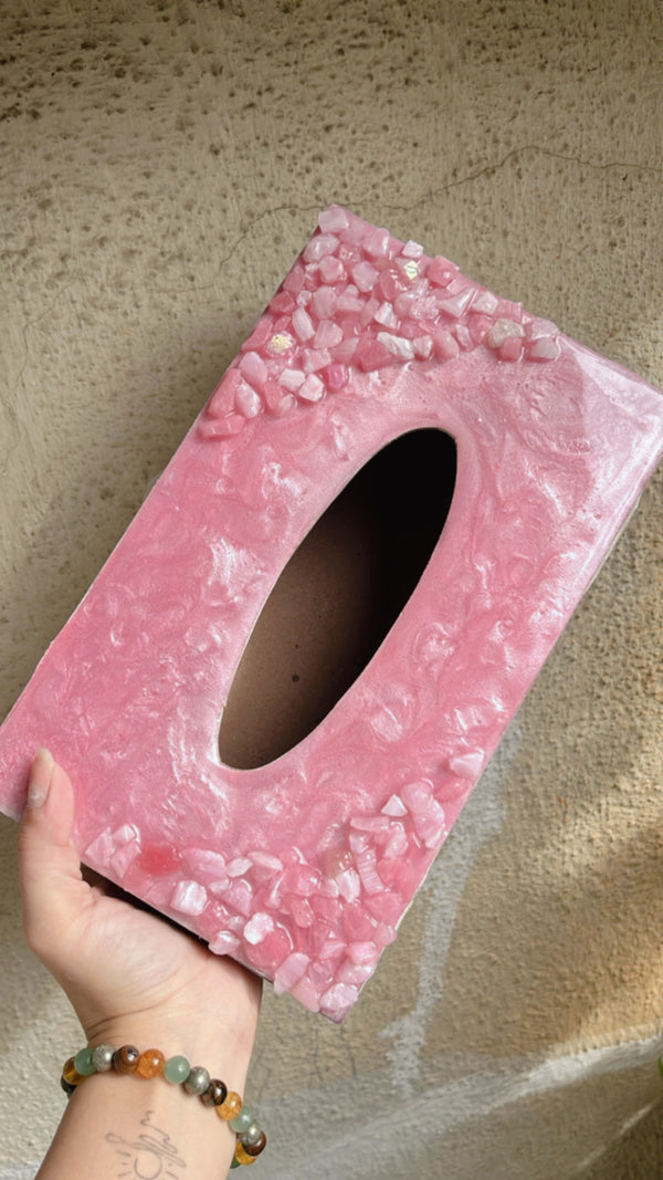 Rose Quartz Luxe Resin Tissue Box - Arteanu By Anushka