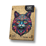 Cat Jigsaw Puzzle for Adults and Kids | Laser Cut Premium Wood | Animal Shaped 3D Puzzle Pieces | Unique Gift By Think3D - Arteanu By Anushka