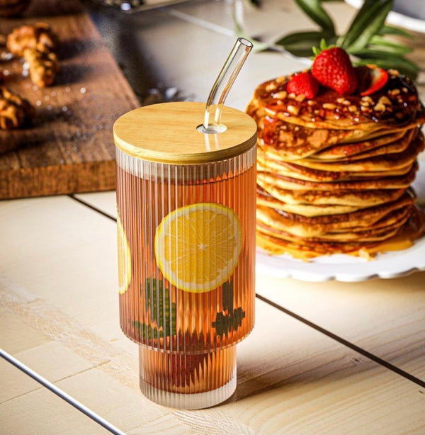 Sipper Glass Lining Wooden Lid