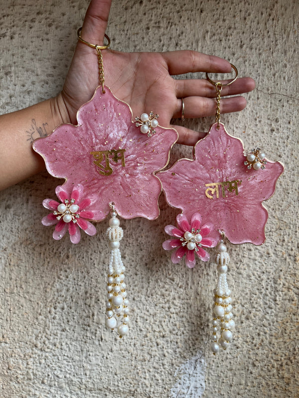 Shubh–Laabh Pink Resin hanging