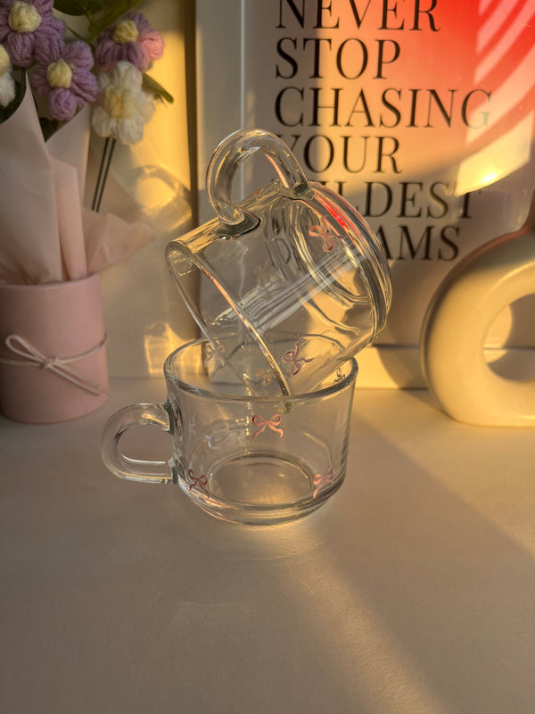 The coquette Bow Glass Mug set (Set of 2)