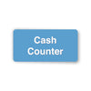 Blue sign with 'Cash Counter' text on a white background