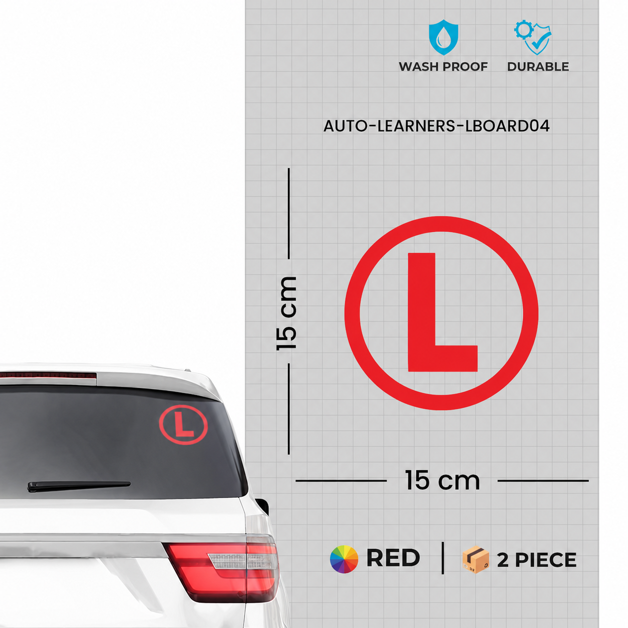 L Board Novice Driver License Exterior Vehicle Decal Sticker 2 Pieces