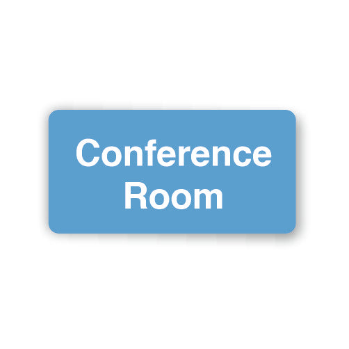 Blue sign with 'Conference Room' text on a white background