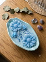 Blue Cosmic Rose Candle in the Sanctuary Curation