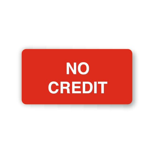 Red rectangle with 'NO CREDIT' text on a white background