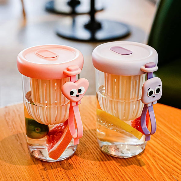 Kawaii Infusion Tumbler – Aesthetic pastel Glass Bottle