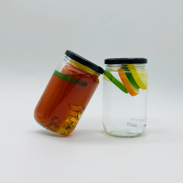 446ml Clear Round Glass Jar with Airtight Black Twist-Off Lid