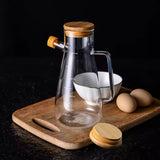 Premium Glass Oil & Vinegar Dispenser Bottle with Wooden Lid – 900 ml