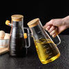 Premium Glass Oil & Vinegar Dispenser Bottle with Wooden Lid – 900 ml