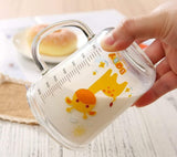 Cute Kids Glass Milk Mug with Straw & Handle – 400 ml