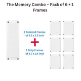Premium Magnetic Acrylic Photo Frames | Multi Size - Fridge Collage | Fridge Magnet | Instant Camera Prints | Pack of 6+1 Frame Set