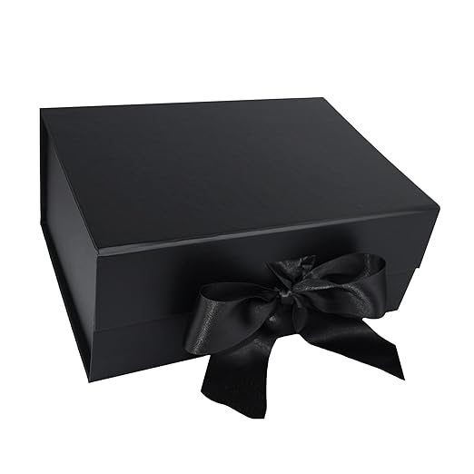 Folding Hard Hamper Box with Ribbon 8x10x4Inch | Gift Box | Present Box - 1 Pc