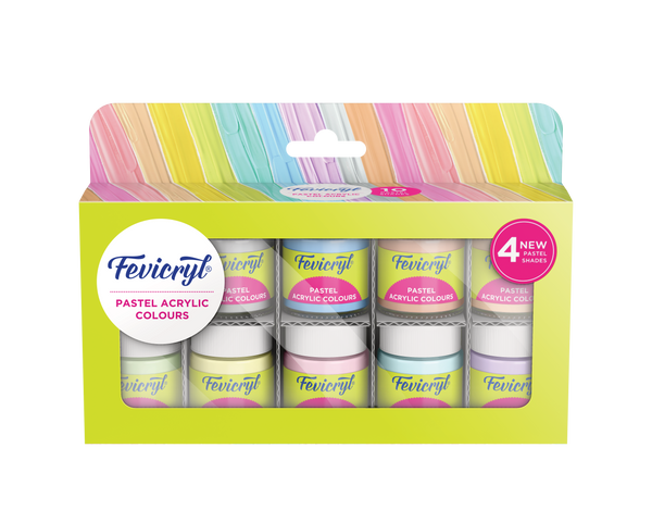 Fevicryl Pastel Acrylic Colours | 10 Colours X 15 ML